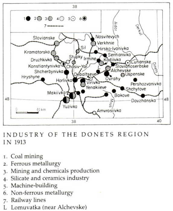 Image from entry Donets Basin Map Industry 1913 in the Internet Encyclopedia of Ukraine